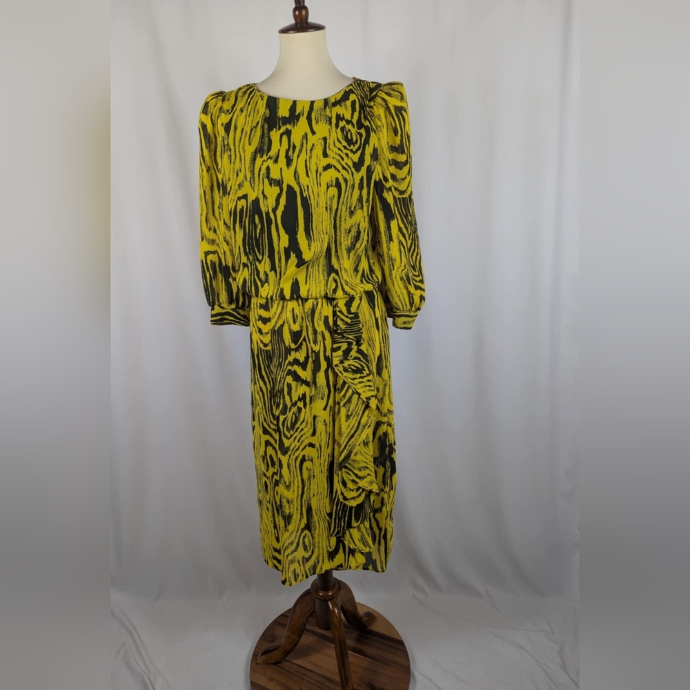 Yellow and Black Midi Dress